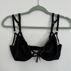 Victorias Secret Very Sexy Black Satin Strappy Bra - Size 32DD